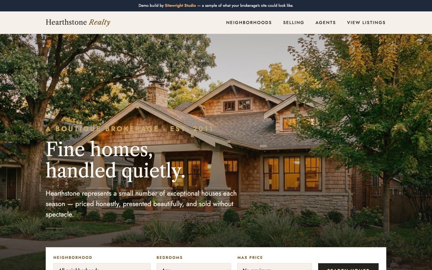 Sitewright demo — Hearthstone Realty listings