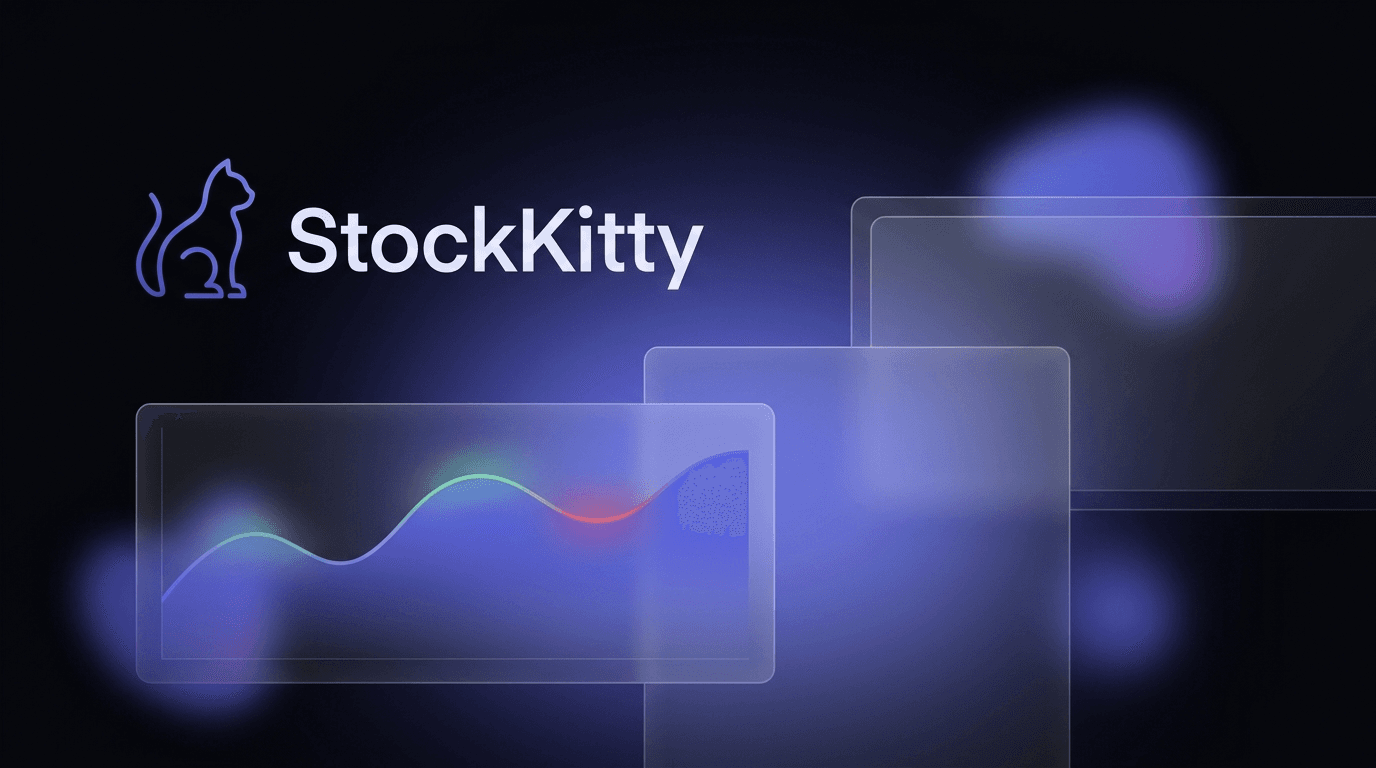 StockKitty brand hero — logo over a stylized valuation chart