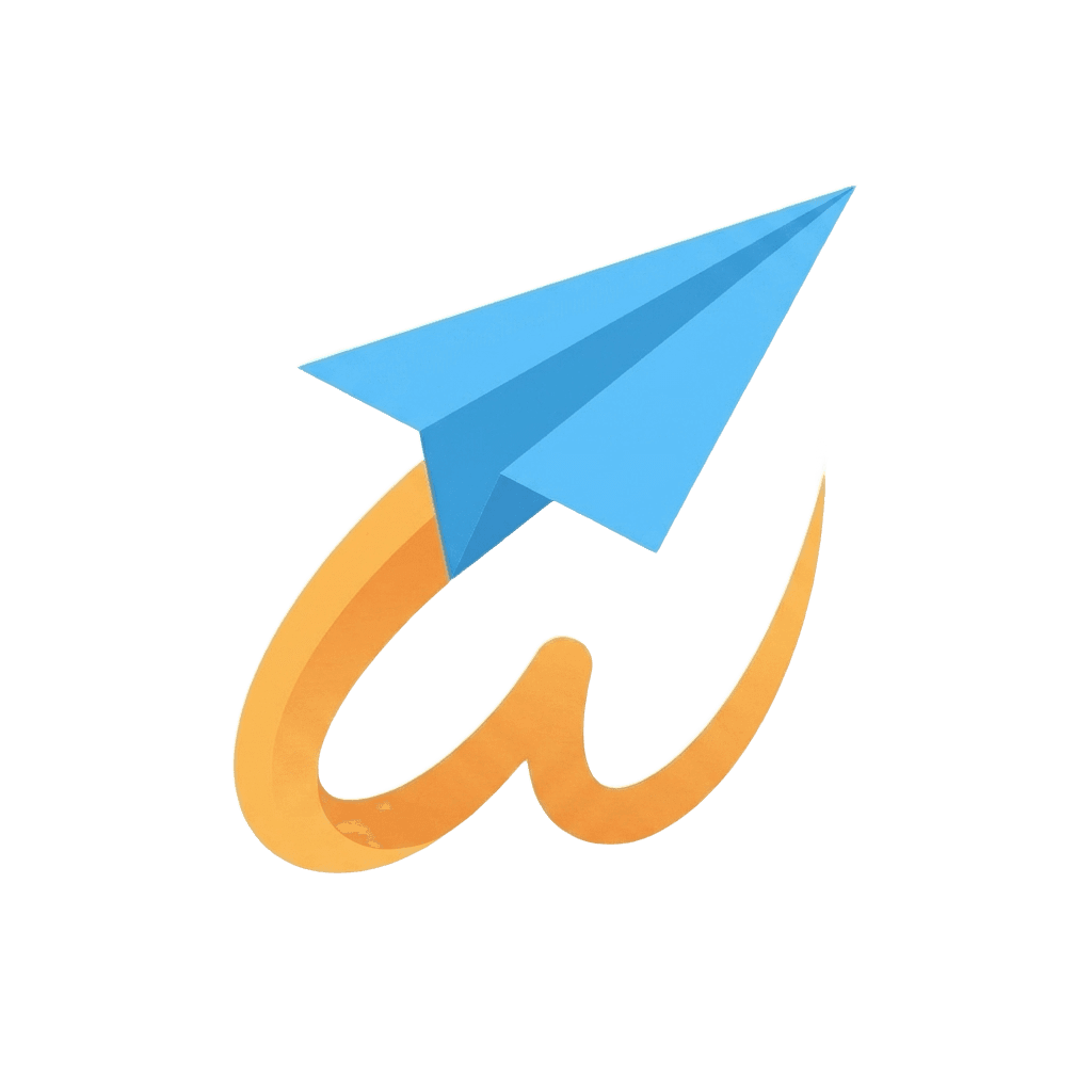WanderFree logo mark — a paper plane forming a W